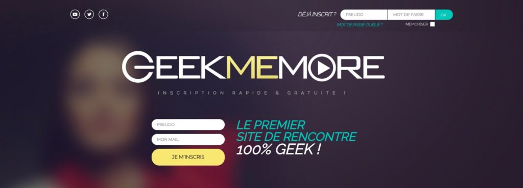 Inscription gratuite sur le site de rencontre Geek Me More