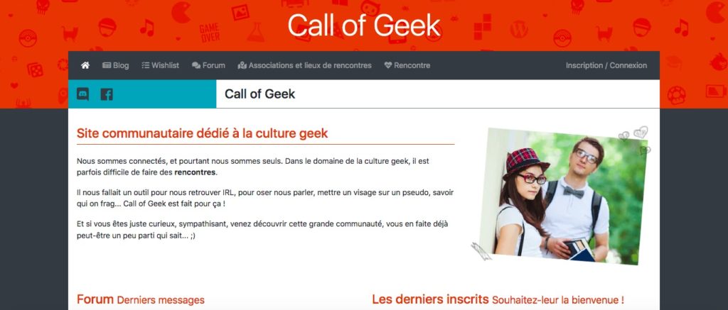 Inscription gratuite sur le site de rencontre Call Of Geek